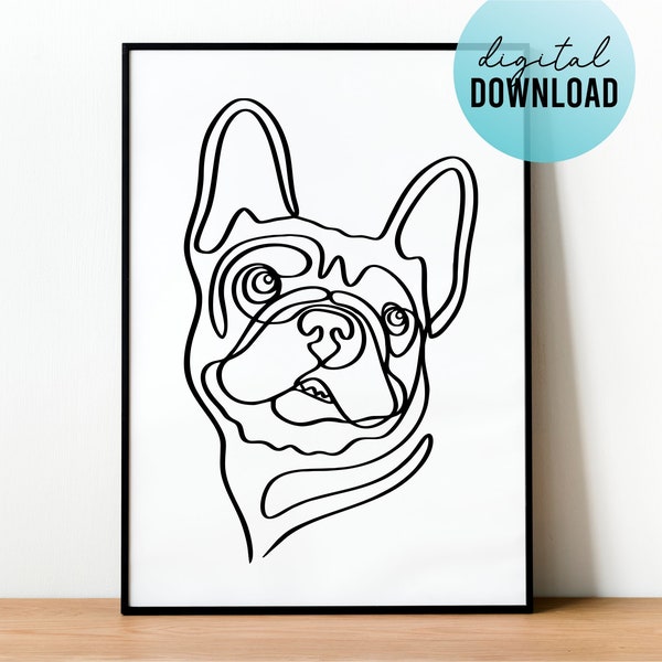 French Bulldog | Minimalist Line Art | Pet Portrait | Dog Lover Print | Wall Art Decor | Dogs SVG | Printable | Digital Download