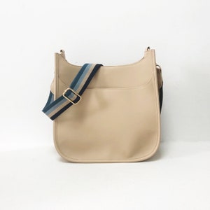 Vegan Leather Cross Body Tan W/striped guitar Strap