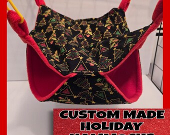 Hamacas navideñas hechas a medida para ratas, hurones y otras mascotas pequeñas. Accesorios para jaulas de ratas y hurones.
