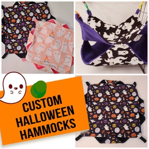 CUSTOM MADE Halloween rat ferret hammocks  Spooky hammocks Made to Order double hammock cage accessories for rats ferrets and small pets