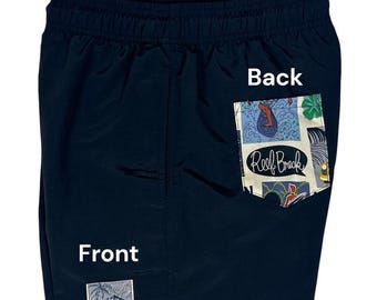 Diamond Head Swim Trunks w/ Matching Back Pocket/ Made in Hawaii