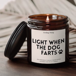 Light When Dog Farts Candle, Personalized Dog Mom Gift, Dog Lover Birthday Gift, Gift for Dog Owner, Funny Candles, Scented Soy Candle