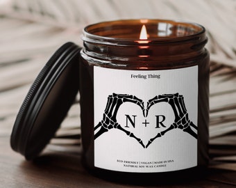 Personalized Halloween Couple Candle, Custom Halloween Candle for Boo, Halloween Decor, Initials Gift for Boyfriend, Gift for Girlfriend
