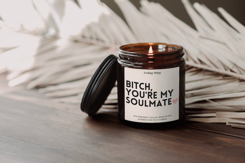 Gift For Best Friend, Bitch you're my Soulmate Candle, Funny Candles, Best Friend Gift Ideas, Gifts For Her, Soy Candle, Holiday Gift Idea image 8