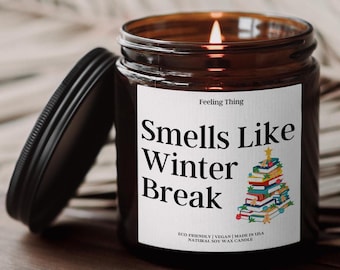 Kerstcadeau voor leraar, cadeau leraar waardering, ruikt naar wintervakantie kaars, cadeau voor leraar, vakantiecadeaus voor vrienden