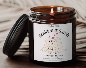 Personalized Couple Halloween Candle, Gift for Girlfriend, Custom Halloween Gift, Custom Fall Candle, Gift for Boyfriend, Personalized Gift