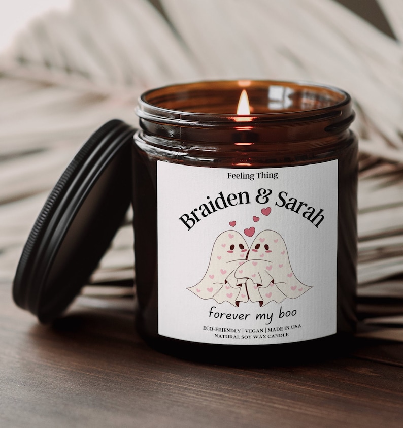 Personalized Couple Halloween Candle, Custom Halloween Gift, Custom Fall Candle, Gift for Boyfriend, Gift for Girlfriend, Personalized Gift