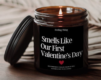 Valentines Gift For Him, Smells Like Our First Valentine's Day Candle, Valentine Candle Vday Gifts For Him Valentines Gift for Boyfriend