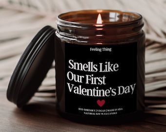 Valentines Gift For Him, Smells Like Our First Valentine's Day Candle, Valentine Candle Vday Gifts For Him Valentines Gift for Boyfriend