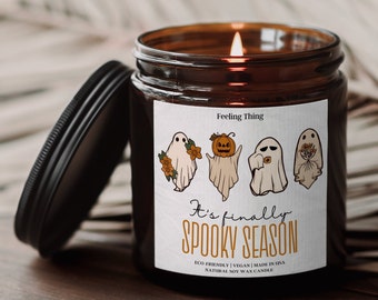 Spooky season candle, Fall Candle, Amber Pumpkin Candles, Halloween Candle, Pumpkin Lover, Gift For Mom, Scented Candle, Halloween Decor