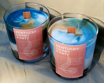 Kentucky Derby Party, Crackling Wood Wick, Smokey Woodsy, Leather, Brandy Whiskey, Gift for Him, Gift For Her