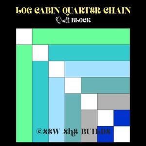 Log Cabin Quarter quilt block, Log cabin chain block, Log Cabin variation block, Log cabin quilt, Jelly roll Friendly, Digital quilt block