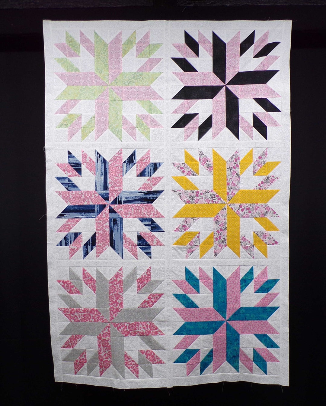 UNFINISHED Quilt Top Quilt to Finish Star Quilt Lap Quilt Wall Hanging
