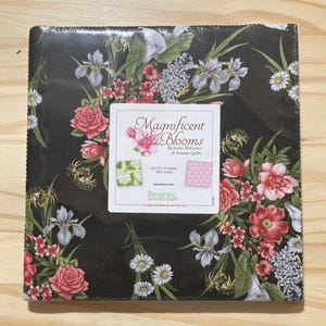 Layer Cake bundle, Benartex Magnificent Blooms by Jackie Robinson, 10x10” squares, Floral layer cake, Quilting layer cake, 42 piece fabric