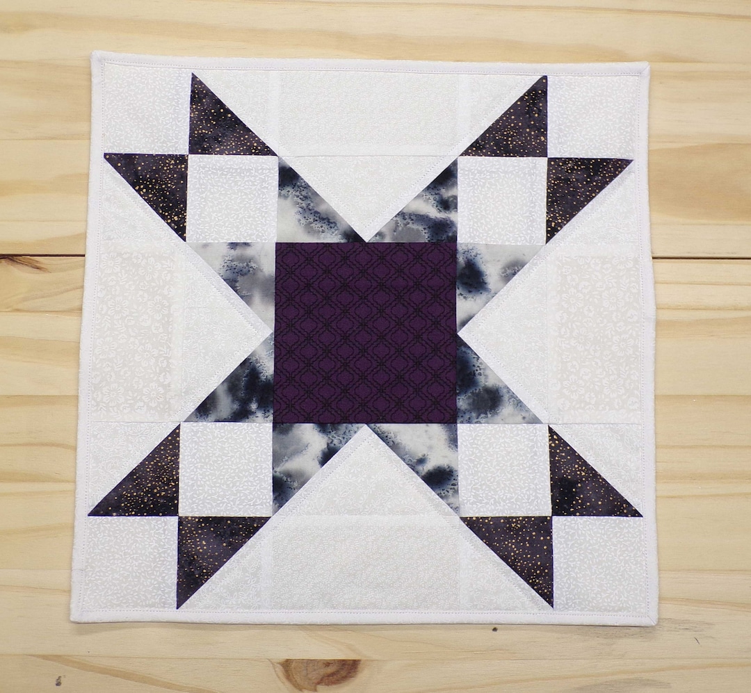 Quilted Centerpiece Quilted Table Topper Square Table Quilt Black & White Quilt Centerpiece