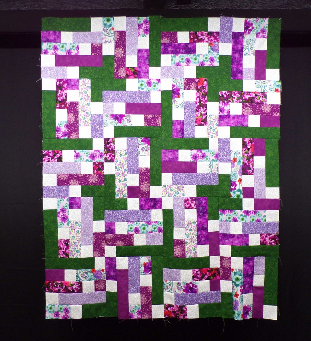 UNFINISHED Quilt Top Quilt Top for Sale Green & Purple Etsy