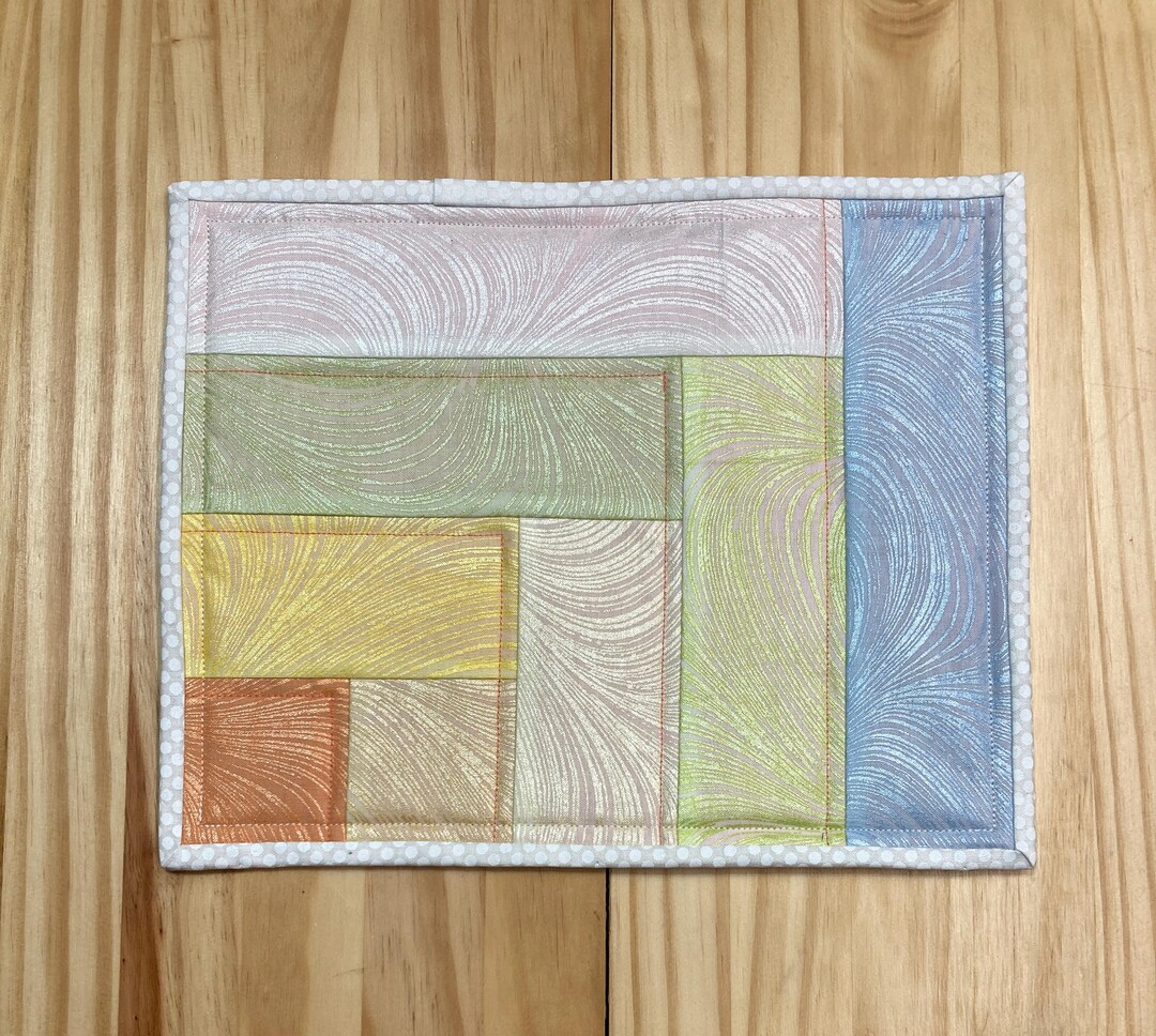 Quilted Cotton Table Topper | Swirly Log Cabin Centerpiece - Etsy