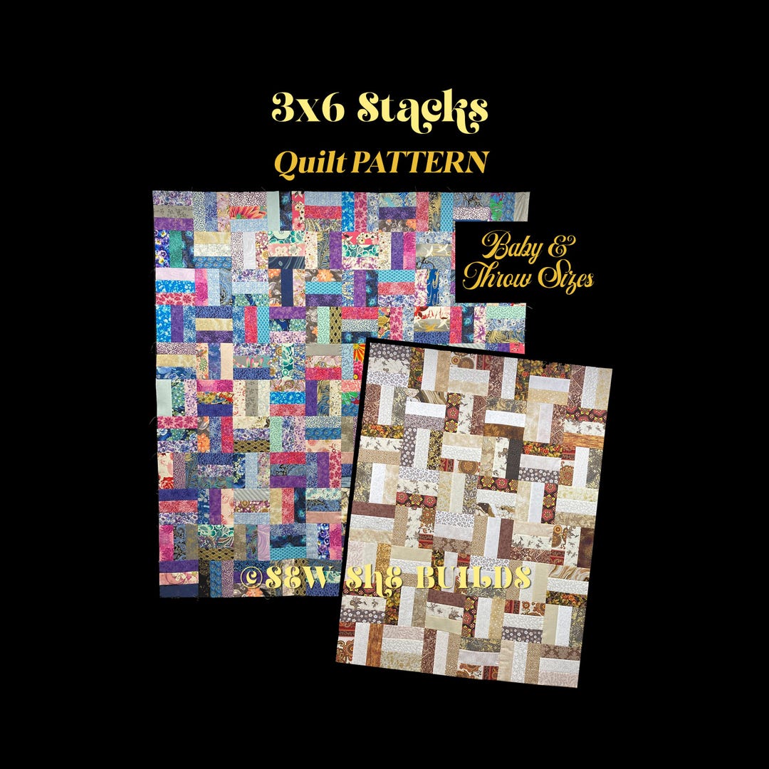 3x6 Stacks Quilt Pattern, Easy Rail Fence Beginner Quilt Tutorial, Baby ...