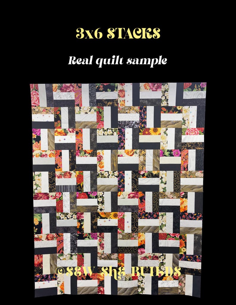 3x6 Stacks Quilt Pattern, Easy Rail Fence Beginner Quilt Tutorial, Baby ...