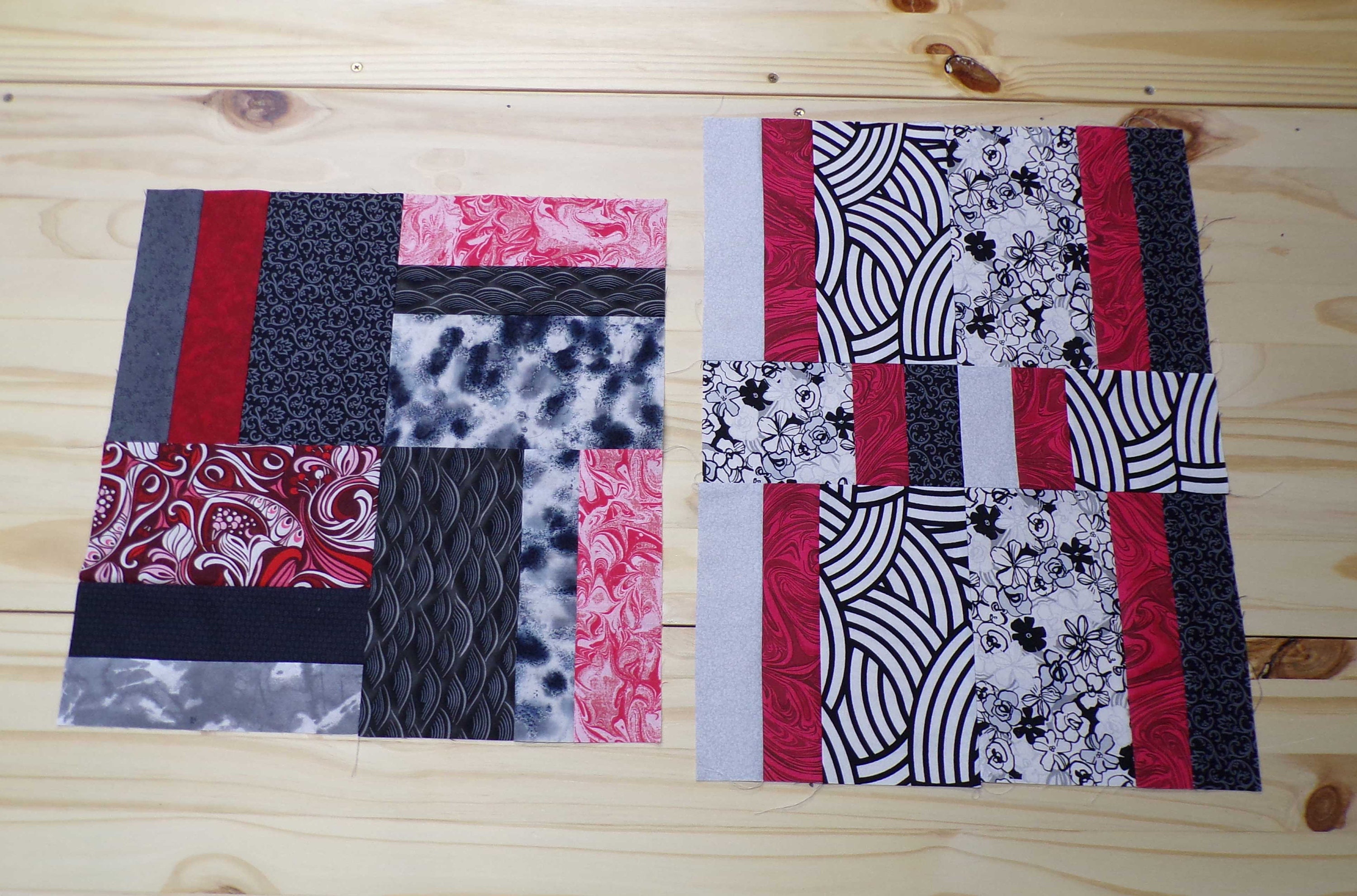 UNFINISHED Quilt Top Quilt to Finish Modern Quilt Quilt Top Throw Quilt Red & Black Quilt Block