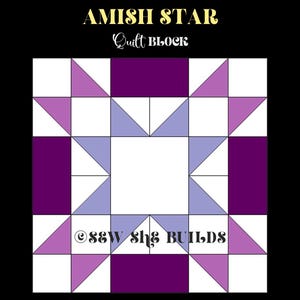 Amish Star Quilt Block, Easy Star quilt block, Jelly roll quilt block, Double star quilt pattern, Digital PDF quilt block, 12x12 quilt block