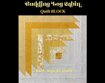 Budding Log Cabin Quilt Block, Log Cabin variation block, Log cabin flower, Jellyroll friendly block, 22x22" log cabin, multiple layouts