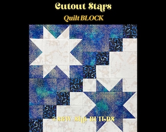 Cutout Stars quilt block, Star quilt pattern, Double star quilt block, PDF quilt block, Star pattern, Jelly roll friendly, Star quilt block