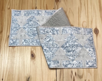 Quilted Christmas Tree Table Runner | Icy Blue Holiday Centerpiece