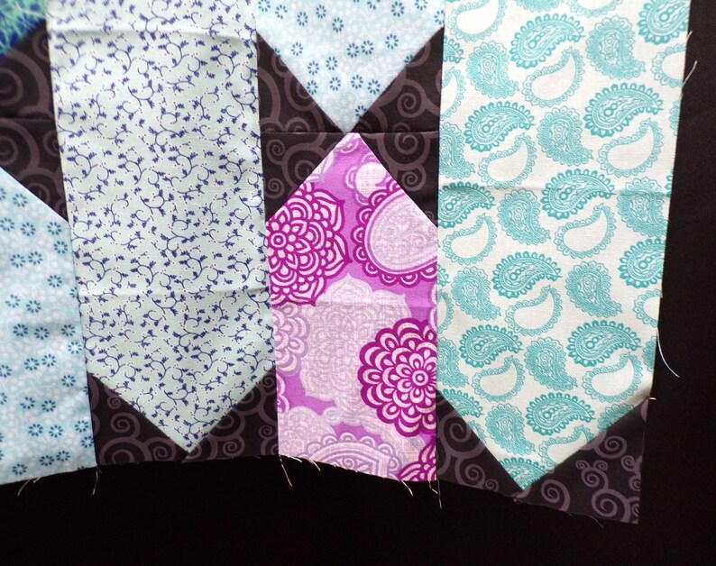 UNFINISHED Quilt Top Quilt Top for Sale Large Block Quilt Top Girly Quilt Teal & Purple Quilt