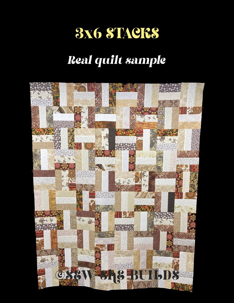 3x6 Stacks Quilt Pattern, Easy Rail Fence Beginner Quilt Tutorial, Baby ...