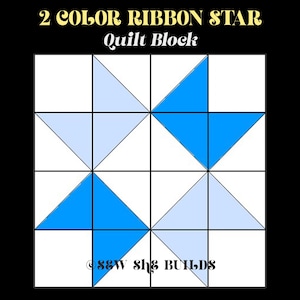 Bloque de edredón de estrella con cinta de 2 colores, bloque de edredón apto para principiantes, patrón de edredón de estrella fácil, descarga digital de bloque de edredón, apto para cuadrados Charm