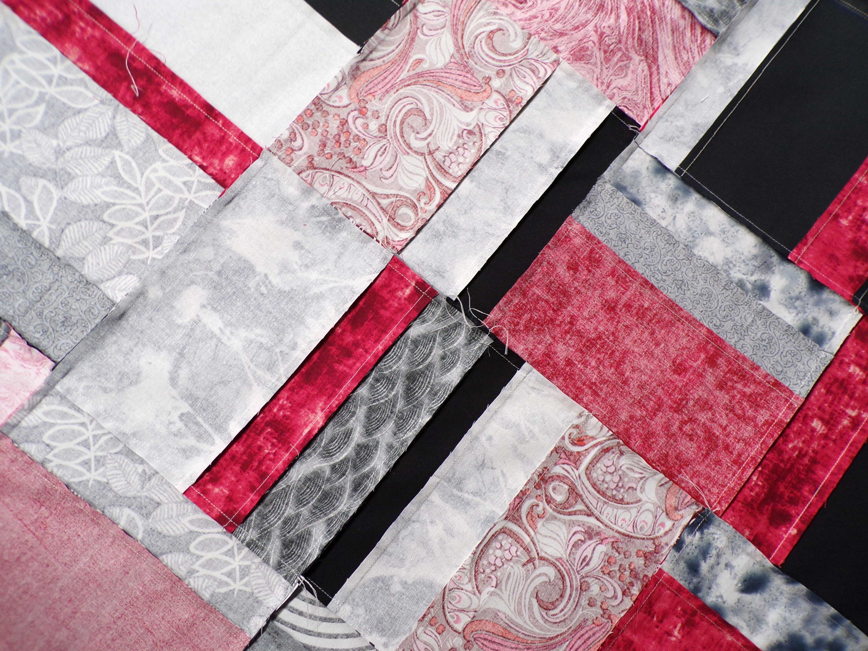 UNFINISHED Quilt Top Quilt to Finish Modern Quilt Quilt Top Throw Quilt Red & Black Quilt Block