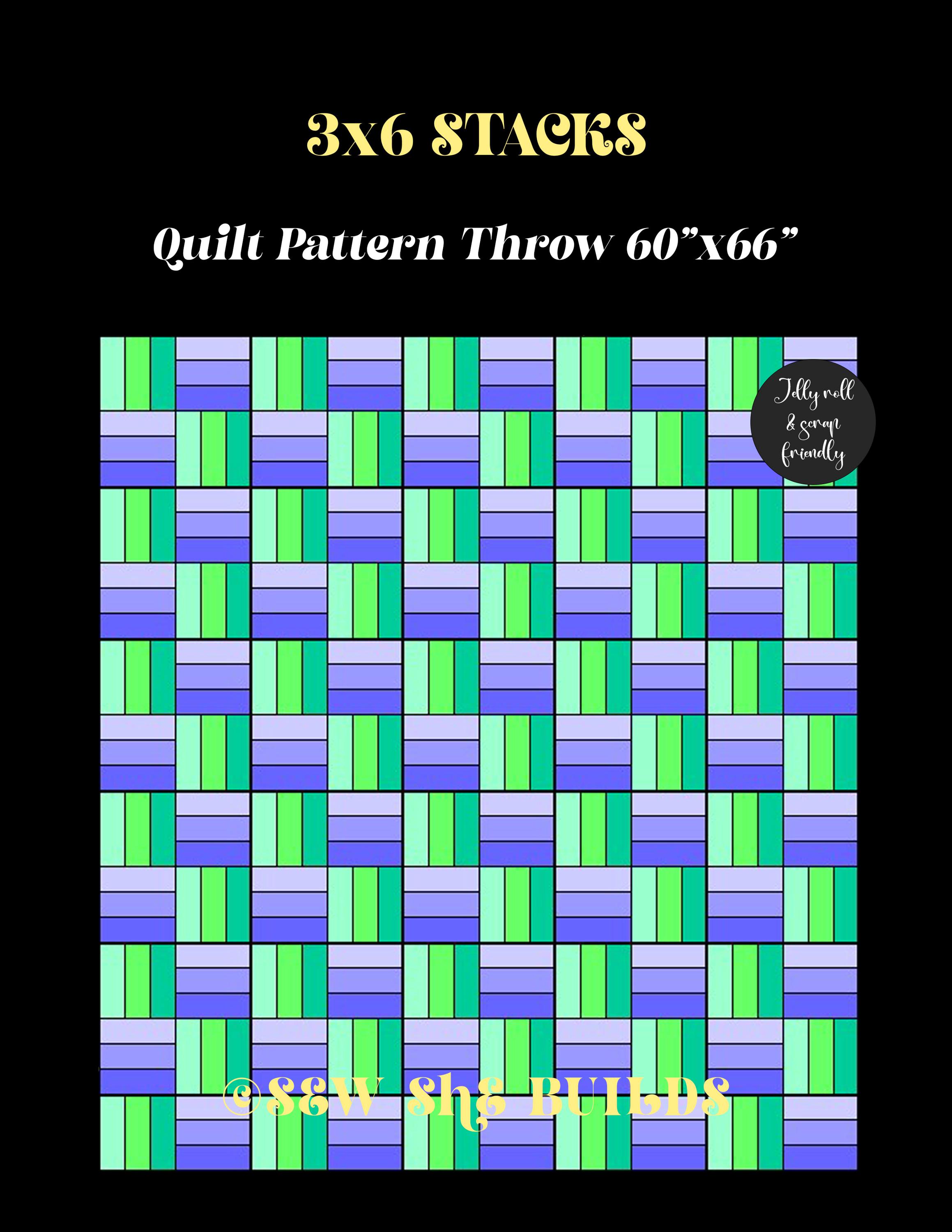 3x6 Stacks Quilt Pattern, Easy Rail Fence Beginner Quilt Tutorial, Baby ...