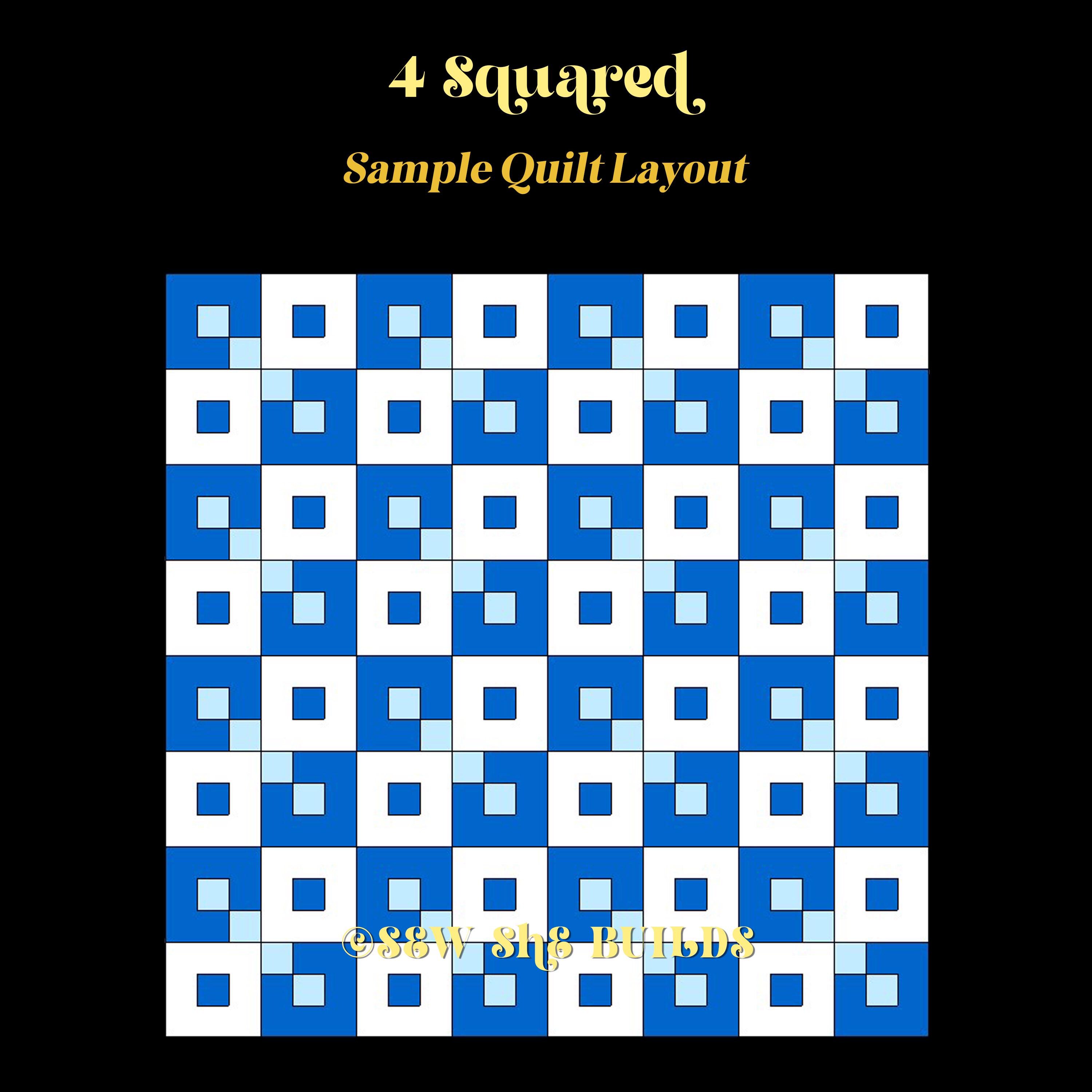 4 Squared Quilt Block, Simple Beginner Friendly Quilt Tutorial, 12x12 ...