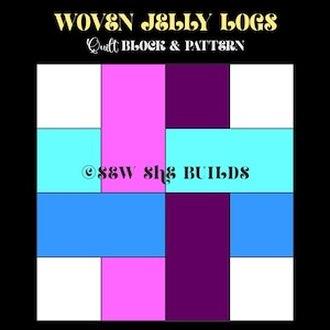 Beginner quilt block, Woven quilt block, Jelly roll friendly, PDF quilt block, Stash buster quilt block, Scrappy quilt block, 48x48 quilt