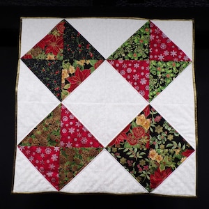 Elegant Christmas table topper, Christmas table quilt, Quilted centerpiece, Xmas wall hanging, Quilted Holiday decor, Christmas decoration