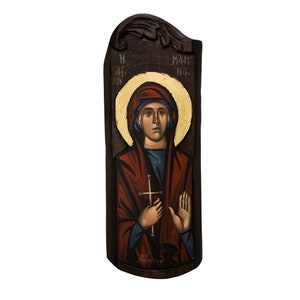Saint Marina, uit hout gesneden Byzantijns-orthodoxe iconografie-Grieks-orthodoxe iconen / huwelijkscadeau