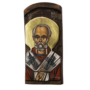 Sinterklaas, uit hout gesneden Byzantijns-orthodoxe iconografie-Grieks-orthodoxe iconen / huwelijkscadeau