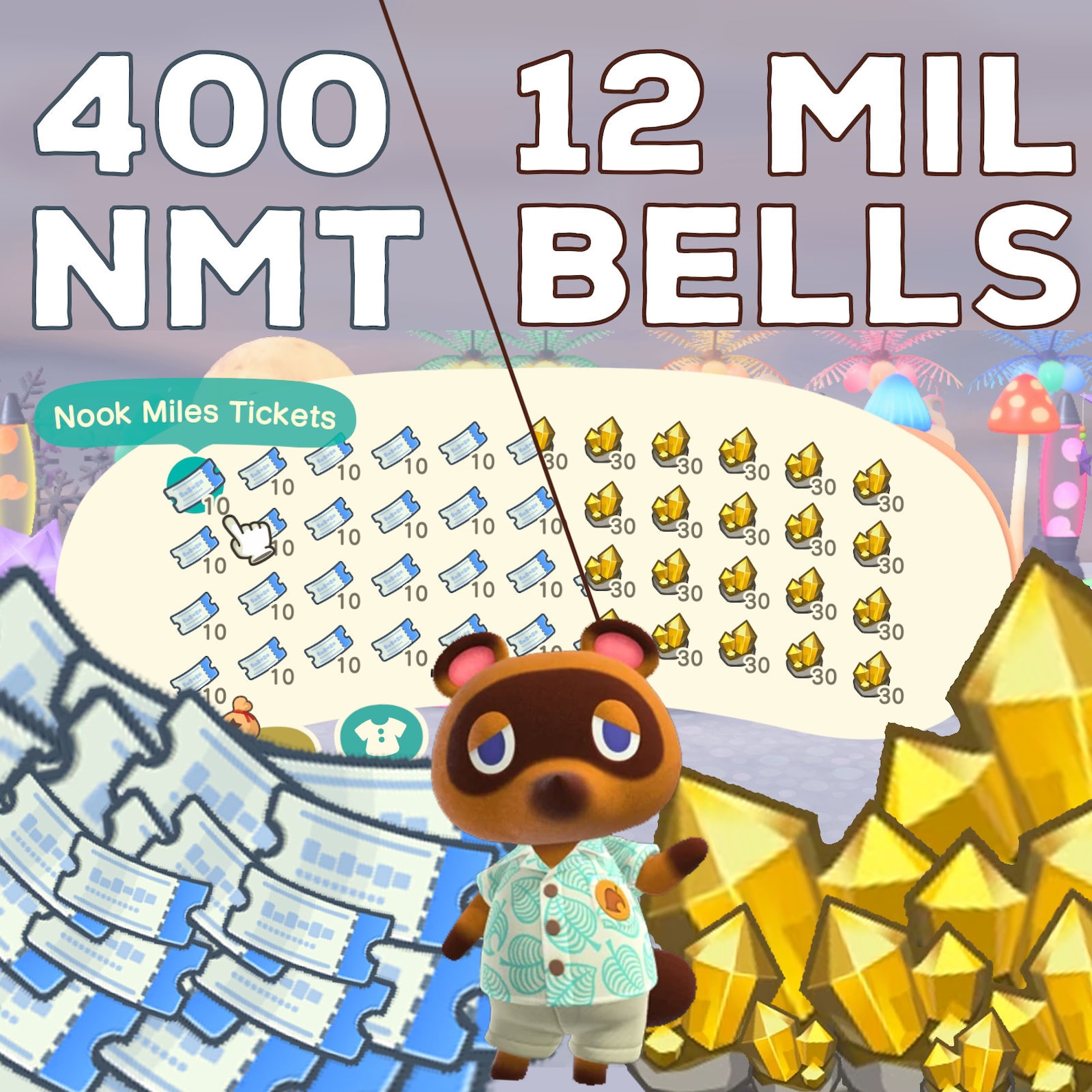 Millions Bells Nook Miles Tickets NMT Gold Nuggets ACNH Animal Etsy
