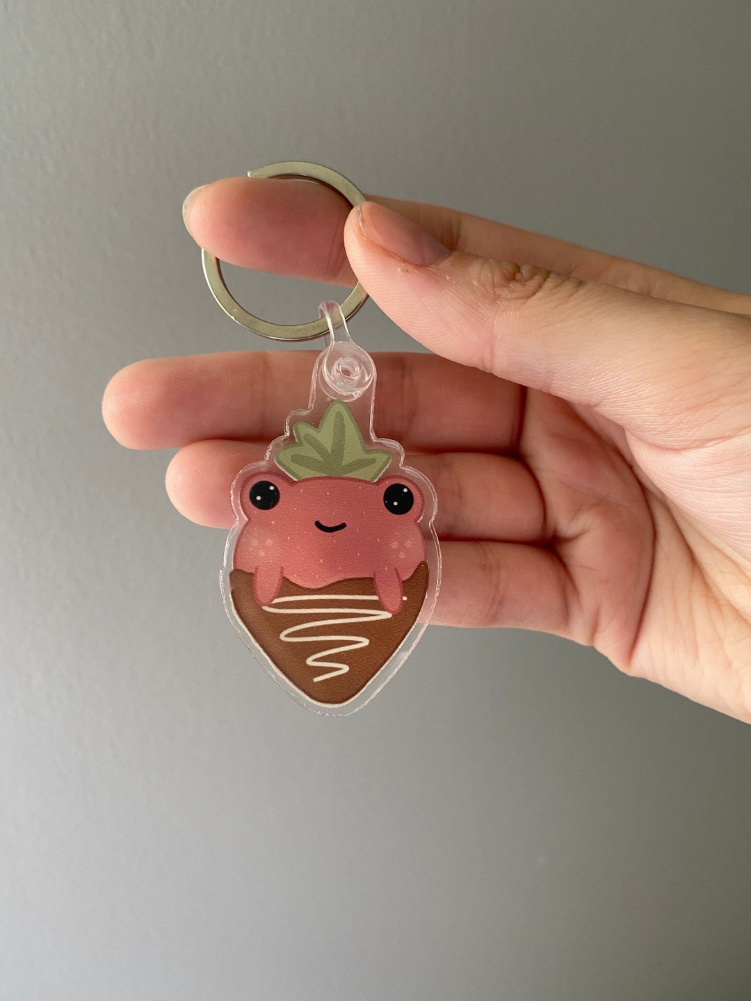 Strawberry Frog Keychain Etsy