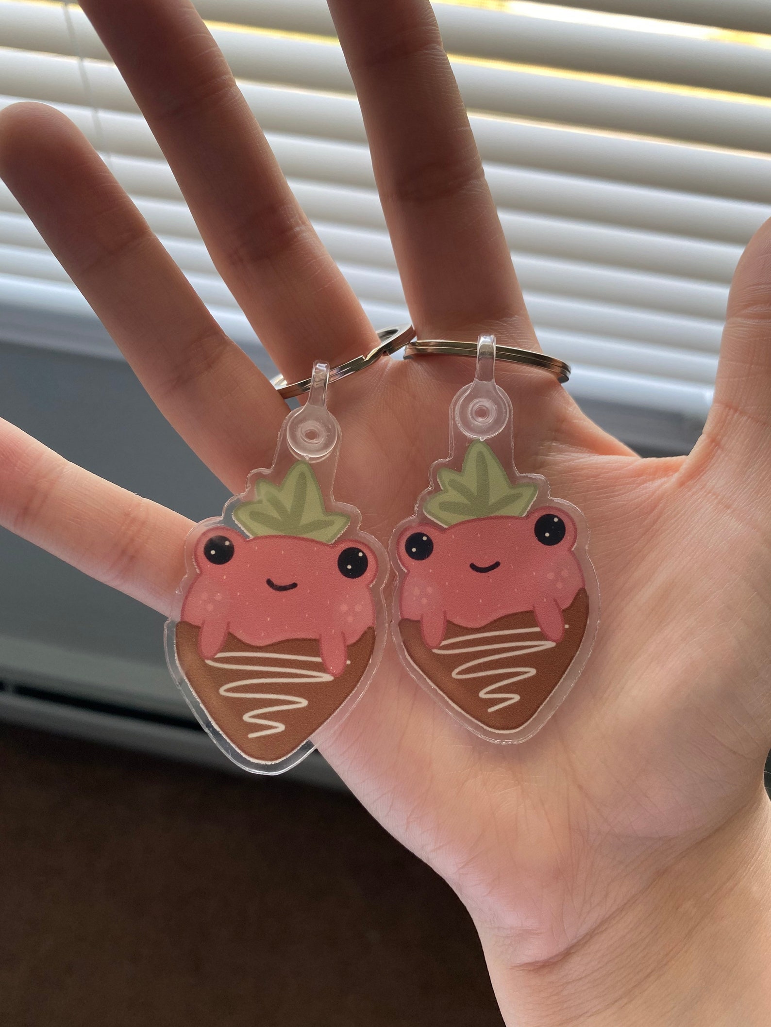 Strawberry Frog Keychain Etsy
