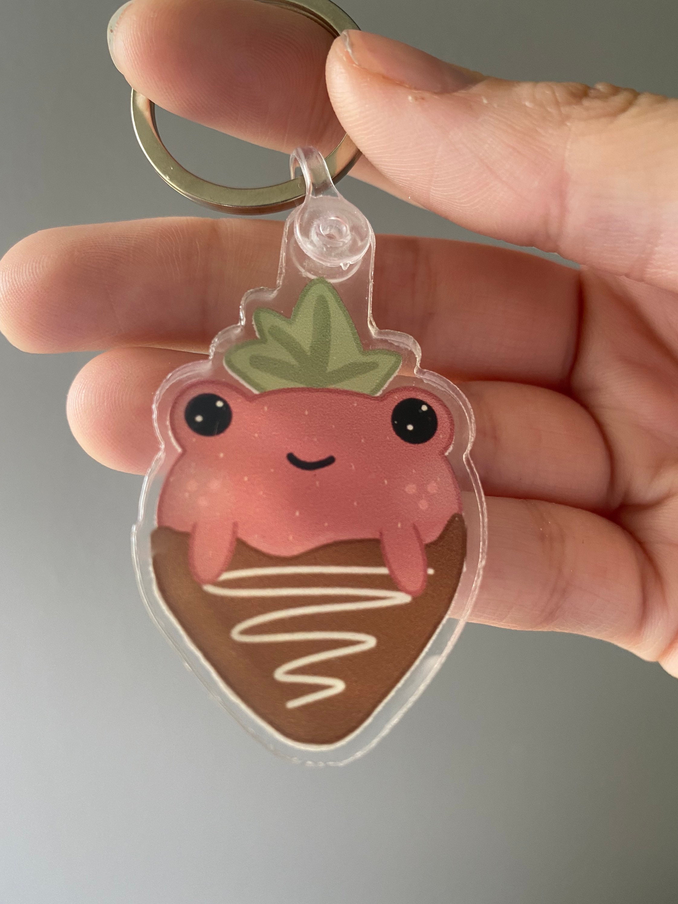 Strawberry Frog Keychain Etsy