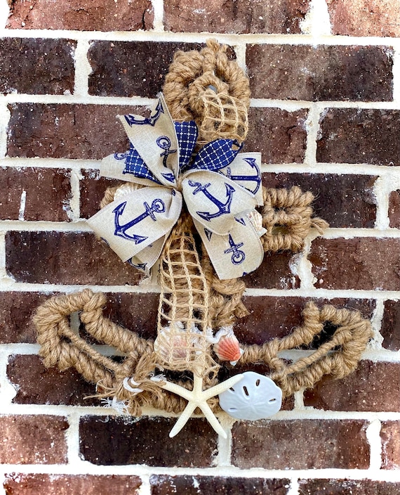 Nautical Rope wrapped anchor wall decor wreath sumner beach wreath gift for  Mother’s Day birthday housewarming boat coastal decor