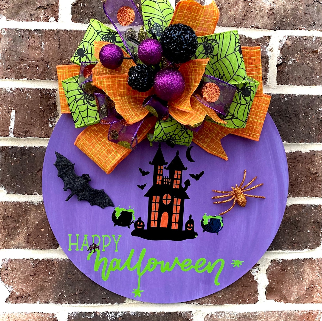 Happy Halloween Door Hanger for Front Door Gift for Birthday Etsy