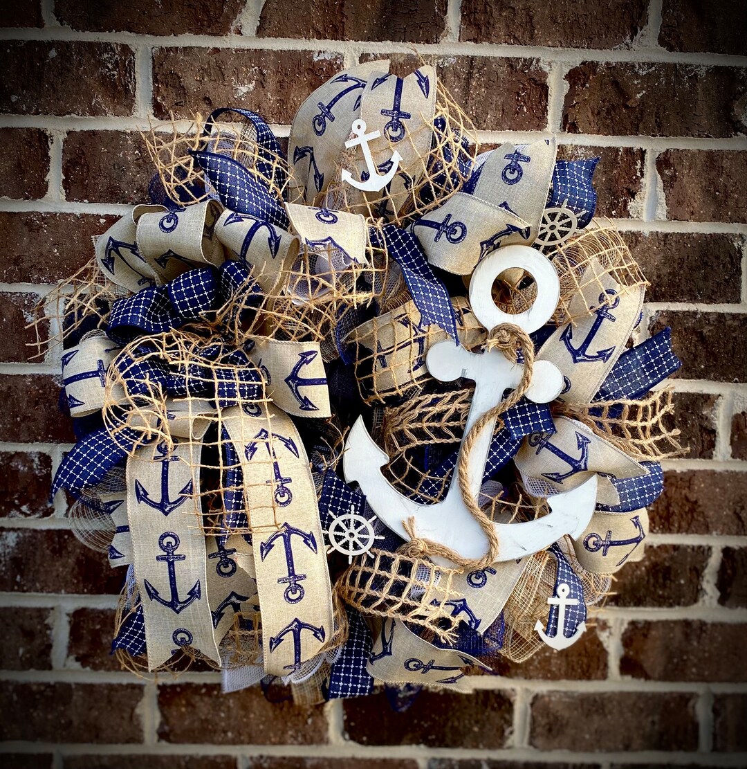 Nautical Anchor Wreath for Front Door Beach Summer Decor Gift for ...