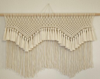 Tapiz de macramé de algodón. Decoración de pared artesanal. Decoración de pared bohemia. Cabecero de macramé. Regalo artesanal