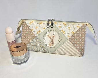 Neceser patchwork, Estuche maquillaje grande, Bolsa cosmética artesanal, Organizador de viaje impermeable, Estuche accesorios