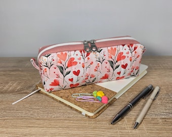 Estuche escolar acolchado, Neceser pequeño maquillaje con cremallera, Estuche de tela para lápices, Regalo romántico.