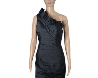 Y2K Adrianna Papell One Shoulder Elegant Black Dress| Women's Sleeveless Black Cocktail Dress| 00s Black Dress| Formal Black Dress| Size 12