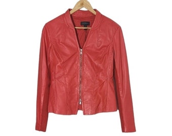Vintage Danier Leather Blazer, Red Buttery Soft Leather Jacket, Ladies Leather Blazer, Vintage Leather Jacket for Women, Short Coat, Size S